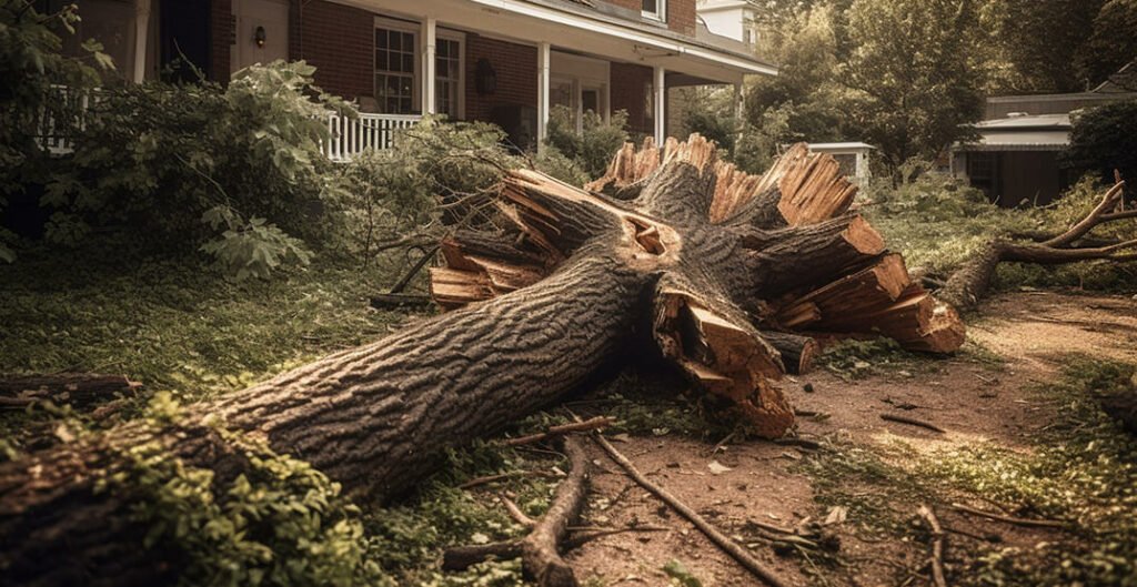 Emergency tree services handling storm damage cleanup and debris removal